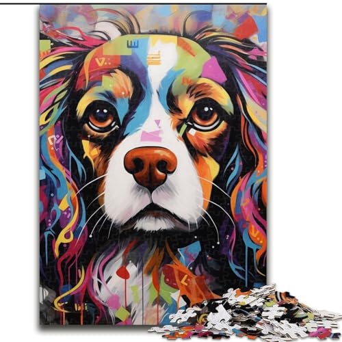 King Charles Spaniel Graffiti-Puzzle 1000 Teile für Erwachsene. Puzzles für Erwachsene, Familienaktivität, DIY-Heimdekoration, 26x38cm von LYXIANY