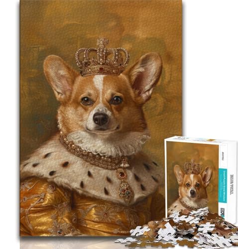 King Shiba Inu Puzzles für Teenager, anspruchsvolles Spiel und Familienspaß mit vollständig ineinandergreifenden, zufällig geformten Teilen (38x26cm) von LYXIANY