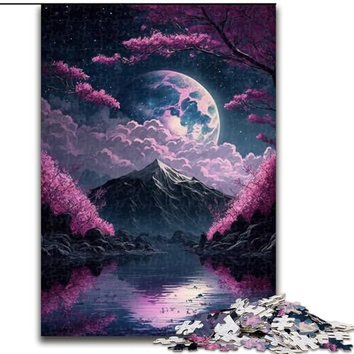 Kirschblüten-Berg-Puzzle, 1000 Teile, für Erwachsene, Kartonpuzzle für Erwachsene, Heimdekoration, Größe 38x26cm von LYXIANY