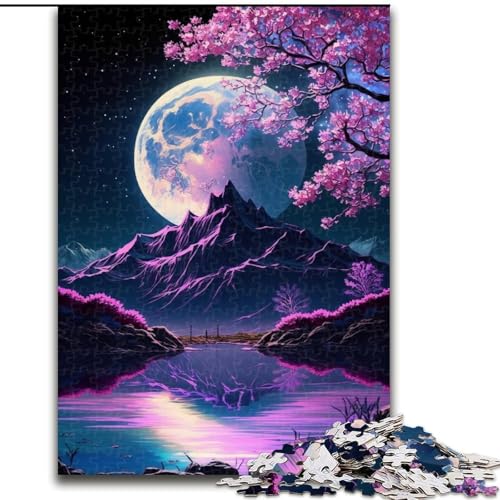 Kirschblüten-Berg-Puzzles für Erwachsene 1000, Lernspielzeug, Familienspiele mit passendem Poster und Quizblatt (50x75cm) von LYXIANY