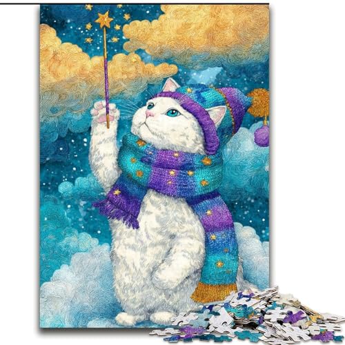 Kitten Wizard 1000-teiliges Puzzle für Erwachsene, Geschenke, Spielzeug, intellektuelles Spiel, Künstlersammlung, bildende Kunst (50x75cm) von LYXIANY