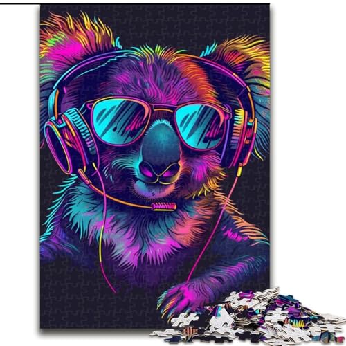 Koala mit Kopfhörer-Sonnenbrille, 1000-teiliges Puzzle für Erwachsene und Jugendliche, Staycation-Zeit totschlagen, die Liebe zwischen Paaren stärken (26x38cm) von LYXIANY