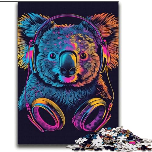 Koala mit Kopfhörer-Sonnenbrille, 2000-teiliges Puzzle für Erwachsene und Jugendliche, Lernspielzeug, Familienspiele, geeignet als Schreibtischdekoration (70x100cm) von LYXIANY
