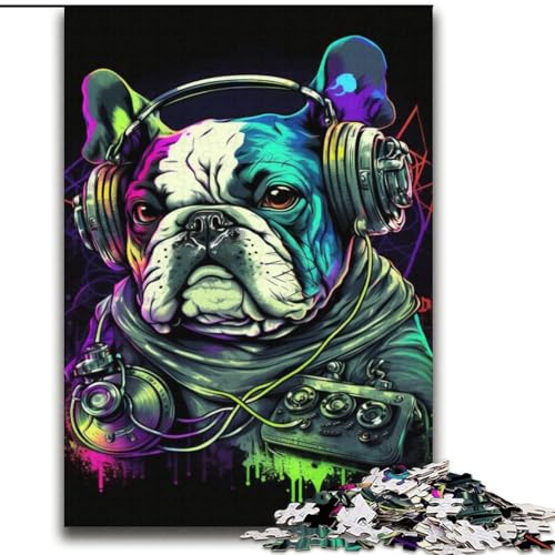 Kopfhörer-Bulldog-Puzzles für Erwachsene und Jugendliche, Staycation-Zeit totschlagen, jedes Teil ist einzigartig – anspruchsvolles Familienspaßspiel (70x100cm) von LYXIANY