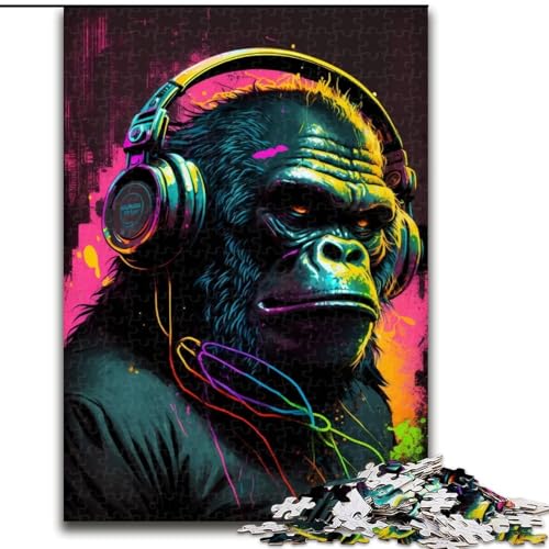 Kopfhörer-Gorilla, 1000-teiliges Puzzle für Erwachsene, Geschenke, Staycation-Zeitvertreib, Geburtstagsgeschenk, Geschenke, Wandkunst für 14+ (50x75cm) von LYXIANY
