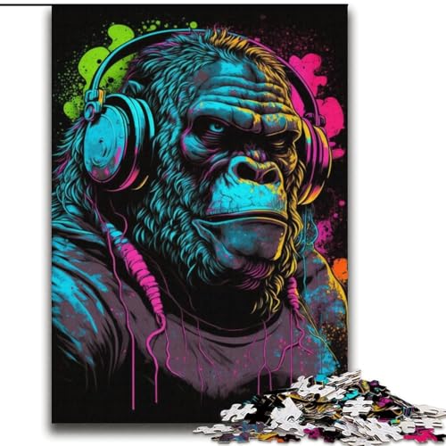 Kopfhörer-Gorilla, 2000-teiliges Puzzle für Erwachsene und Jugendliche, anspruchsvolles Spiel und Lernspiel für die ganze Familie zum Geburtstag, Weihnachten (70x100cm) von LYXIANY