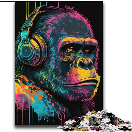Kopfhörer-Gorilla-Puzzle für Teenager, 2000 Teile, Entspannungsspiele ganze Familie (70x100cm) von LYXIANY