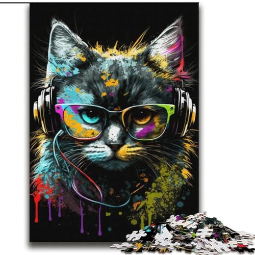 Kopfhörer-Katzen-Puzzle für Erwachsene, 2000-teiliges Puzzle, Staycation-Zeit totschlagen, jedes Teil ist einzigartig – anspruchsvolles Familienspaßspiel (70x100cm) von LYXIANY