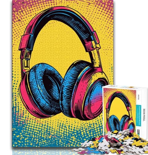Kopfhörer-Kunst-Puzzle für Erwachsene, 1000 Teile, anspruchsvoll zu vervollständigen, Aber lustig und humorvoll, einzigartige Heimdekoration und Geschenke (38x26cm) von LYXIANY
