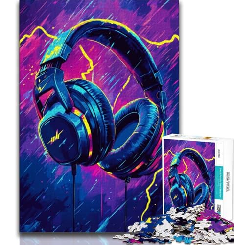 Kopfhörer-Puzzle für Teenager, 1000 Teile, Lernspielzeug, ganze Familie (38x26cm) von LYXIANY