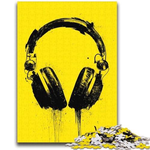 Kopfhörer-Puzzle für Teenager, 1000 Teile, Lernspielzeug, ganze Familie (38x52cm) von LYXIANY