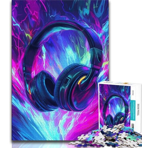 Kopfhörer-Puzzle für Teenager, 1000 Teile, anspruchsvoll zu lösen, Aber lustig und humorvoll, mit passendem Poster und Quizblatt (38x26cm) von LYXIANY