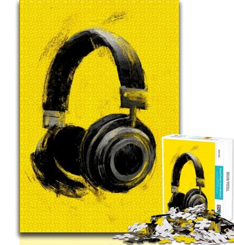 Kopfhörer-Puzzle mit 1000 Teilen für Erwachsene und Jugendliche, Familienspiel zum Stressabbau, schwierige Herausforderung, Künstlersammlung, bildende Kunst (50x75cm) von LYXIANY