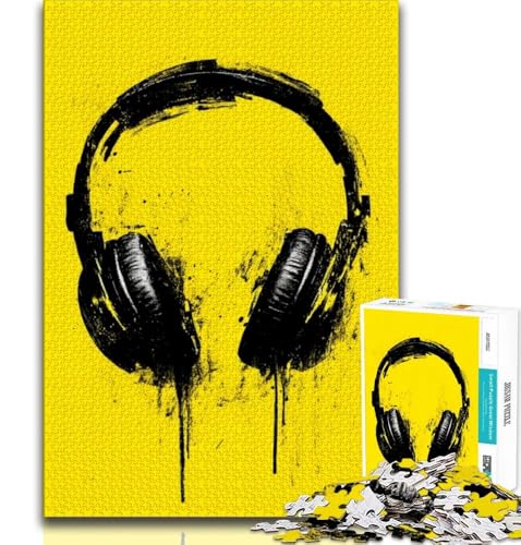 Kopfhörer-Puzzle mit 1000 Teilen für Erwachsene und Jugendliche, Familienspiel zum Stressabbau, schwierige Herausforderung, Künstlersammlung, bildende Kunst (50x75cm) von LYXIANY