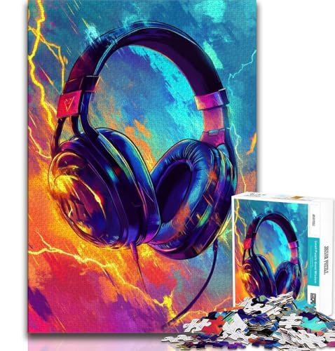 Kopfhörer-Puzzle mit 1000 Teilen für Erwachsene und Jugendliche, anspruchsvolles Spielgeschenk, ganze Familie (38x26cm) von LYXIANY