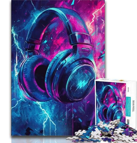 Kopfhörer-Puzzles für Teenager, 1000 Puzzles, Stressabbau, schwierige Herausforderung, tolles Geschenk für die ganze Familie (38x26cm) von LYXIANY
