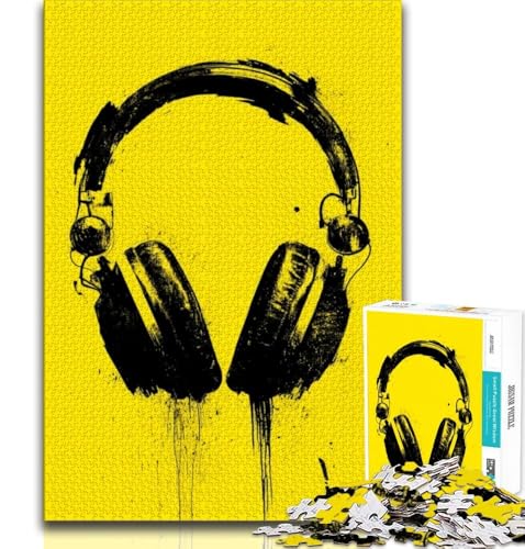 Kopfhörer-Puzzles für Teenager, 1000 Puzzles, anspruchsvoll zu vervollständigen, Aber EIN lustiges und humorvolles Geburtstagsgeschenk, Geschenke, Wandkunst (50x75cm) von LYXIANY