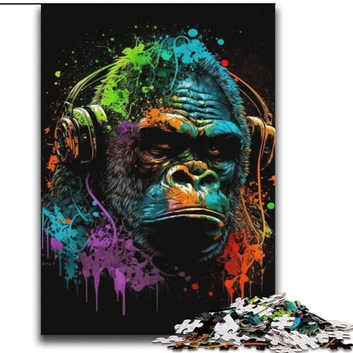 Kopfhörer-Schimpansen-Puzzle für Erwachsene, 2000 Teile, Mustermontage, Angebot als Geschenk für die ganze Familie, geeignet für Kinder ab 14 Jahren (70x100cm) von LYXIANY