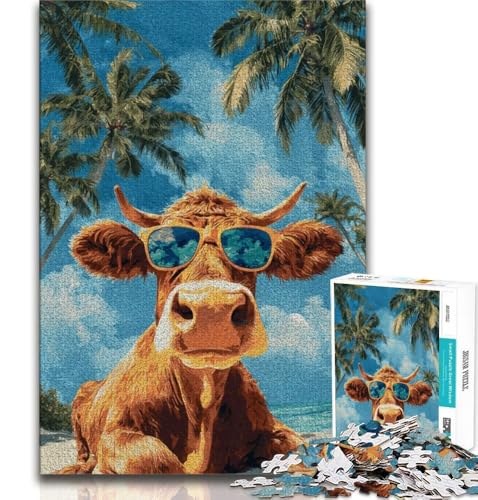 Kühe am Meer, Puzzle für Teenager, 1000 Teile, Lernspiele, Heimdekoration, Geschenk für die ganze Familie (75x50cm) von LYXIANY
