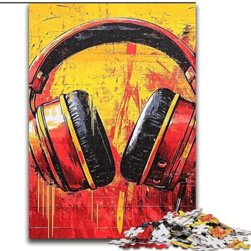 Künstlerische Kopfhörer-Puzzles für Erwachsene 1000 Teile, Spielzeug, Lernspiele, Stressabbau, einzigartige Geburtstags- und Geschenkideen (50x75cm) von LYXIANY