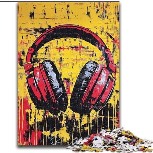 Künstlerische Kopfhörer-Puzzles für Erwachsene und Jugendliche, 1000-teiliges Puzzle, geeignet für Kinder ab 14 Jahren, Familienspaß, ganze Familie (26x38cm) von LYXIANY