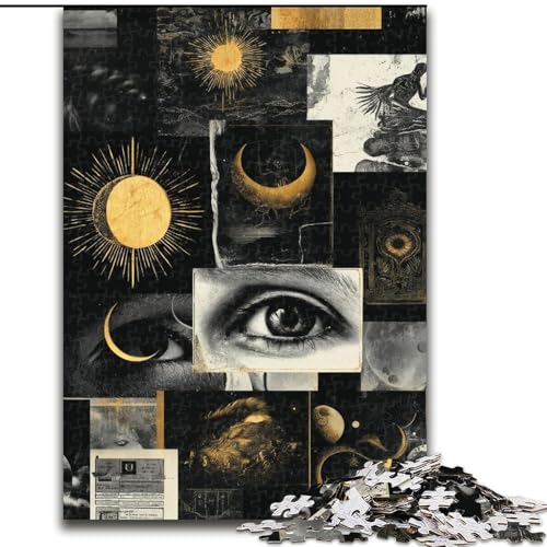 Künstlerische Mondcollage, 1000-teiliges Puzzle für Erwachsene und Jugendliche, Lernspiele, DIY-Spielzeug mit passendem Poster und Quizblatt für Kinder ab 14 Jahren (26x38cm) von LYXIANY