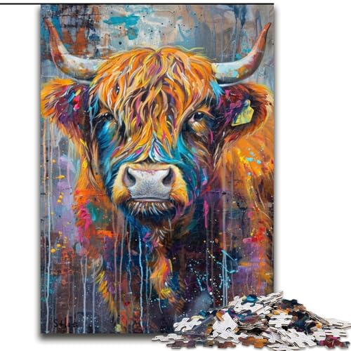 Kunst-Ölgemälde, Bergkuh, 1000-teiliges Puzzle, anspruchsvolles Denkspiel – entspannendes Spielzeug für Teenager, Größe 50x75cm von LYXIANY