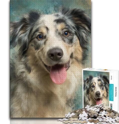 Lächelnder Hund Puzzle für Erwachsene 1000 Teile, Hilft dem Gehirn, süchtig machendes Spielzeug zu trainieren, um Geduld zu fördern, Geeignet für Paare 50x75cm von LYXIANY