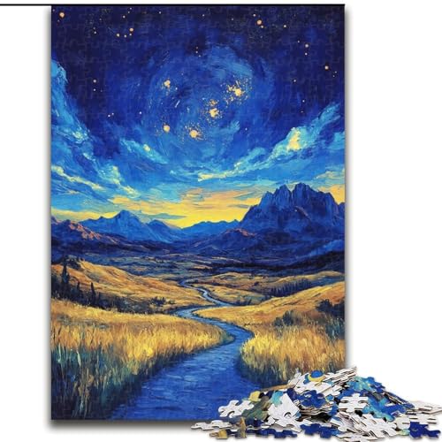 Landschaft unter dem Nachthimmel, 1000-teiliges Puzzle für Teenager, Geschenke, Lernspielzeug, Familienspiele, geeignet als Schreibtischdekoration (Größe 50x75cm) von LYXIANY