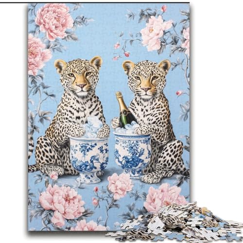Leoparden-Ölgemälde-Puzzle für Erwachsene, 2000 Teile, geeignet für Kinder ab 14 Jahren, Wanddekoration, Weihnachts- und Geburtstagsgeschenk (70x100cm) von LYXIANY