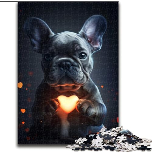 Liebevolles 1000-teiliges Puzzle Französische Bulldogge, Lernspielzeug, Familienspiele mit passendem Poster und Quizblatt (26x38cm) von LYXIANY