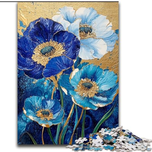 Lila und Blaugrün, Blumenkunst, 1000 Teile, Puzzle für Erwachsene, Geschenke, anspruchsvolles Spiel, ganze Familie (50x75cm) von LYXIANY