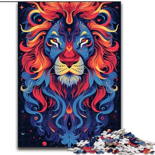 Löwe, 1000-teiliges Puzzle für Erwachsene, Holzpuzzle für Erwachsene, anspruchsvolles DIY-Denkspiel für Teenager, Größe 50x75cm von LYXIANY