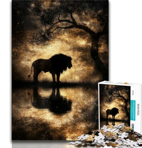 Löwe, der König von Afrika, 1000-teiliges Puzzle für Erwachsene und Jugendliche, anspruchsvoll zu vervollständigen, aber unterhaltsam und humorvoll, einzigartige Heimdekoration und Geschenke (38x26cm) von LYXIANY