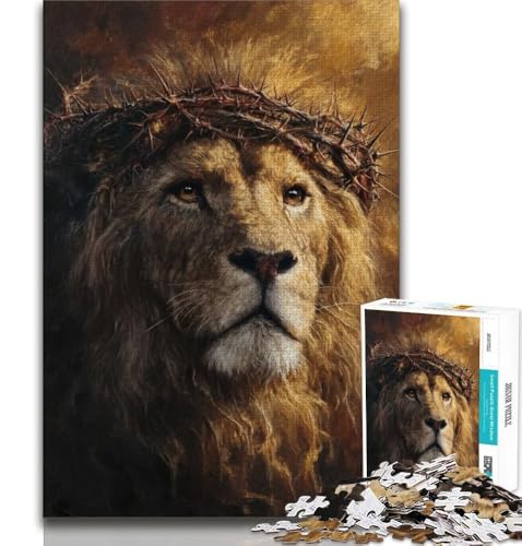 Löwe-Jesus-Puzzle mit 1000 Teilen für Erwachsene und Jugendliche, Denkspiel, Wanddekoration, einzigartige Geburtstags (50x75cm) von LYXIANY