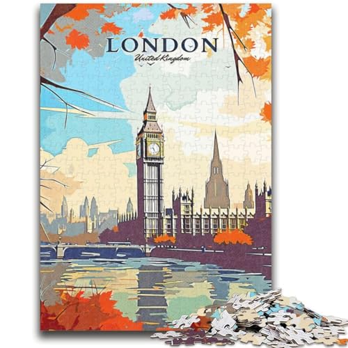 London Big Ben Reise-Puzzle für Teenager, 1000 Teile, anspruchsvolles Spiel und Familienspiel mit passendem Poster und Quizblatt, 1000 Teile (26x38cm) von LYXIANY