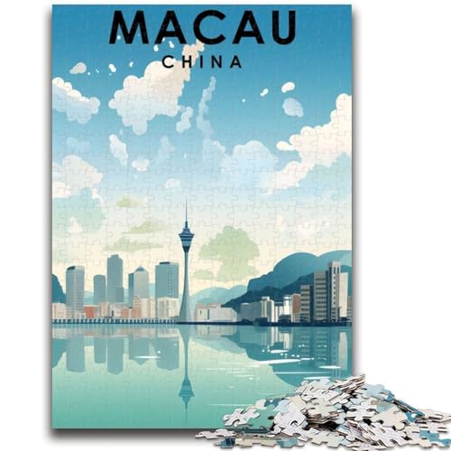 Macau China Reise-Puzzle für Erwachsene, 1000 Teile, anspruchsvolles Spiel und Familienspiel, ganze Familie (38x26cm) von LYXIANY