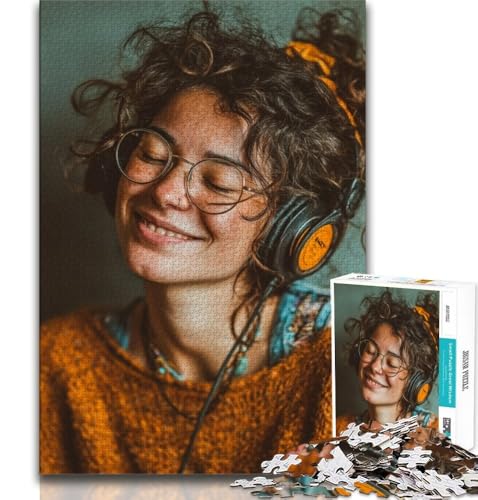 Mädchen hört Musik, 1000-teiliges Puzzle für Teenager, Geschenke, hilft dem Gehirn, süchtig machendes Spielzeug zu trainieren, um Geduld zu fördern, tolles Geschenk (50x75cm) von LYXIANY
