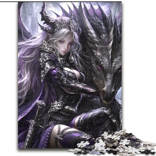 Mädchen- und Drachenritter-Puzzle für Erwachsene,1000-teiliges Puzzle,hilft dem Gehirn,süchtig machendes Spielzeug zu trainieren,um Geduld zu fördern,einzigartiges Herausforderungsspiel (26x38cm) von LYXIANY