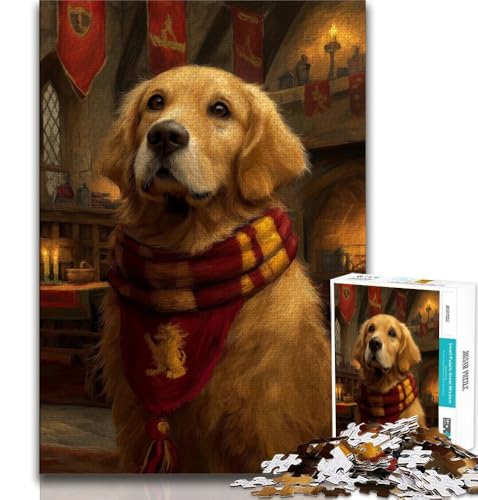 Magisches Golden Retriever-Puzzle mit 1000 Teilen für Jugendliche und Erwachsene, Familienspiel zum Stressabbau, schwierige Herausforderung, Geschenke für Freunde und Familie (38x26cm) von LYXIANY