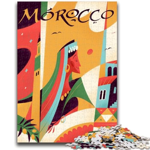 Marokko-Reiseposter, 1000-teiliges Puzzle für Erwachsene und Jugendliche, ab 14 Jahren Trainieren Sie Ihr Gehirn und Ihre Hände Weihnachtsspielgeschenke, 1000 Teile (26x38cm) von LYXIANY
