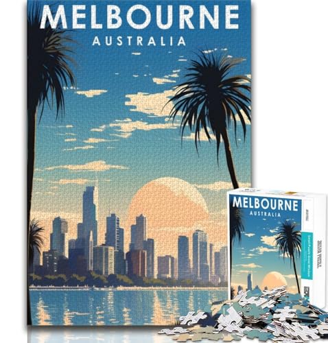 Melbourne Australien Reise-Puzzle für Erwachsene 1000 Teile, anspruchsvolles Spiel und Familienspiel, ganze Familie, 38x26cm von LYXIANY
