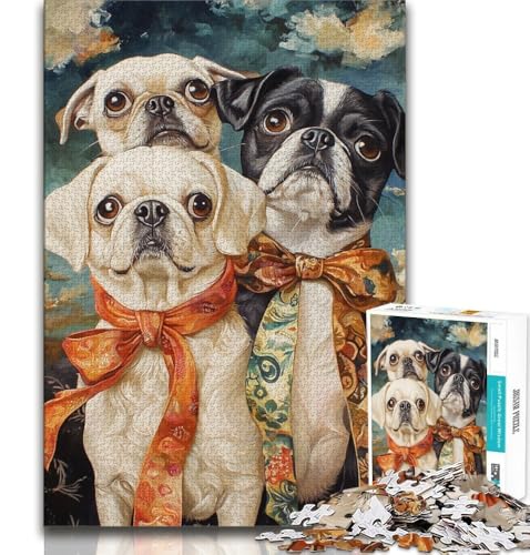 Mops-Puzzle 1000 Teile für Erwachsene und Jugendliche, Spielzeug, Lernspiele, Stressabbau, tolle Geschenke und Spielzeuge (75x50cm) von LYXIANY