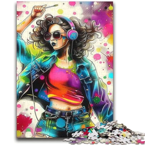 Musik-Mädchen-Puzzle 1000 Teile für Erwachsene und Jugendliche, Lernspiele, Heimdekoration, geeignet für die Schreibtischdekoration (38x52cm) von LYXIANY