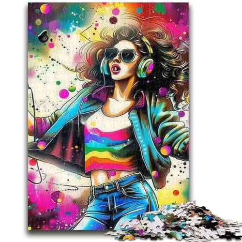 Musik-Mädchen-Puzzle für Teenager, 1000 Teile, anspruchsvolles Spiel und Familienspiel, Wanddekoration, einzigartige Geburtstags (50x75cm) von LYXIANY