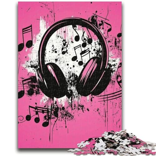 Musiksymbol-Kopfhörer, 1000-teiliges Puzzle als Geschenk für Teenager, zum Zeitvertreib im Urlaub, jedes Teil ist einzigartig – anspruchsvolles Familienspiel (38x26cm) von LYXIANY