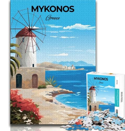 Mykonos Griechenland Reise-Puzzle für Erwachsene, 1000 Teile, anspruchsvolles Spiel und Familienspiel, ganze Familie, 50x75cm von LYXIANY