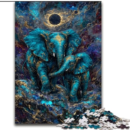 Mysteriöser Elefant, Puzzle für Erwachsene, 1000 Teile, für Lernspiele, Herausforderungen, Spielzeug, Geburtstagsgeschenk, Geschenke, Wandkunst (50x75cm) von LYXIANY