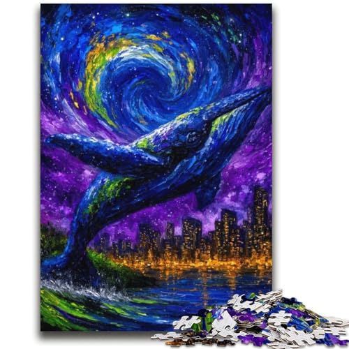 Mysteriöser Wal, 1000-teiliges Puzzle für Erwachsene und Jugendliche, Denkspiel, Wanddekoration, einzigartige Geburtstags (38x52cm) von LYXIANY