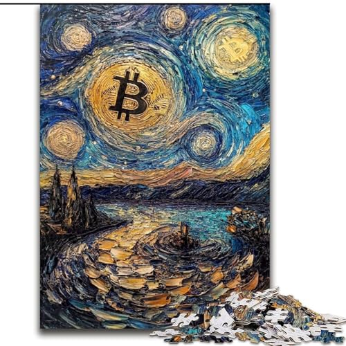 Nachthimmel-Bitcoin-Puzzles für Teenager, dekomprimierendes intellektuelles Lernspielzeug, Lernspiel für Geburtstag, Weihnachten (50x75cm) von LYXIANY
